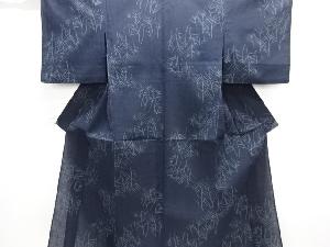 大正ロマン　樹木模様織り出しちぢみ単衣着物